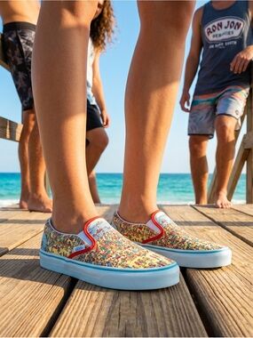 Vans x Where's Waldo Slip-On Shoes  NEW!